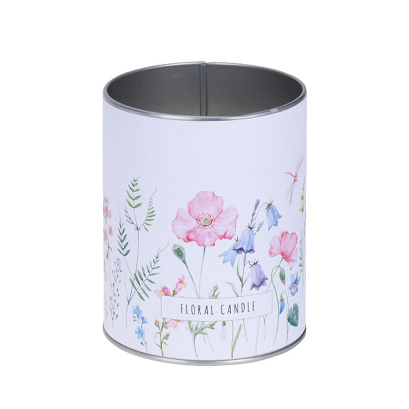 Candle In Zinc Pot With Printed Paper Around