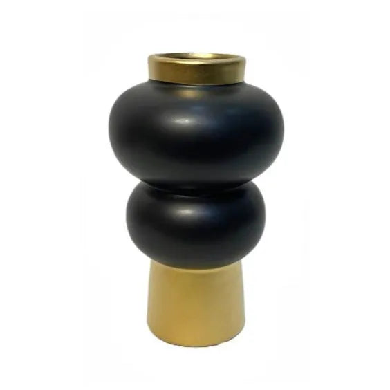 Ceramic Flower Vase Black & Gold Medium Price in Pakistan Main image