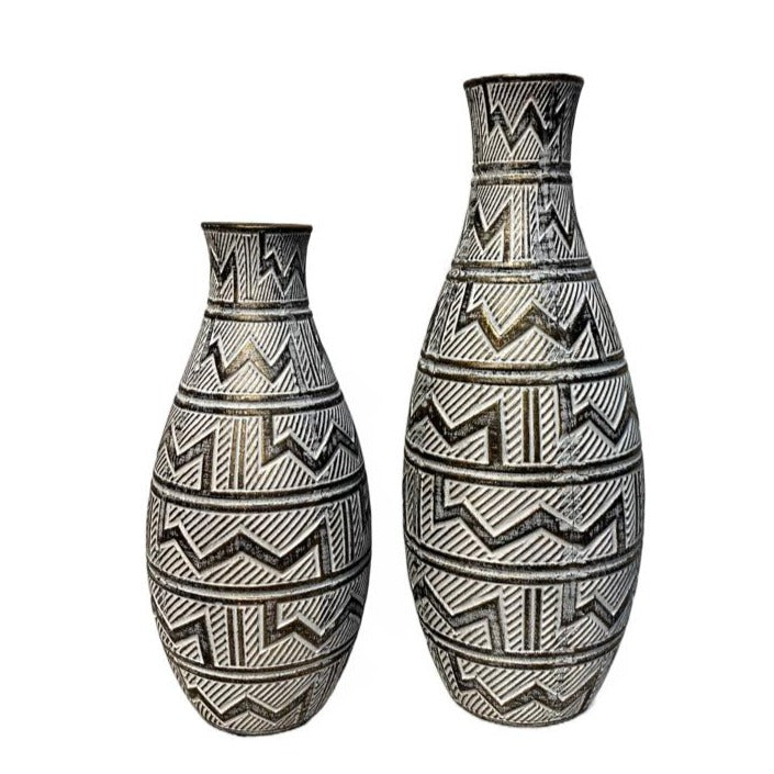 Ceramic Flower Vase Black & White Set Of 2 Price in Pakistan