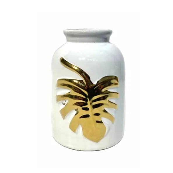 Ceramic Flower Vase Gold Leaf Medium Price in Pakistan Main image