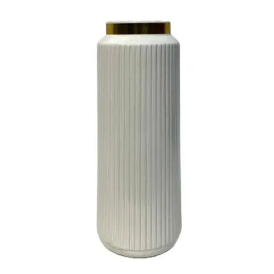 Ceramic Flower Vase White & Gold Large Price in Pakistan Main image