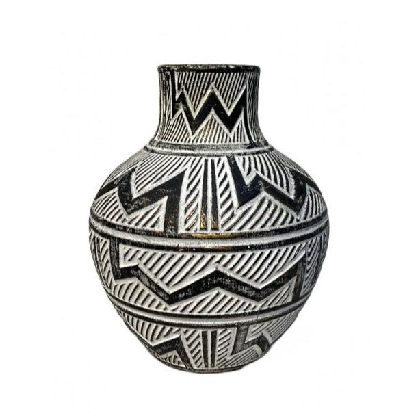 Ceramic Flower Vase Black & White