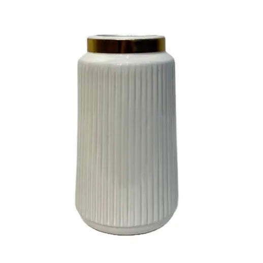 Ceramic Flower Vase White & Gold Price in Pakistan