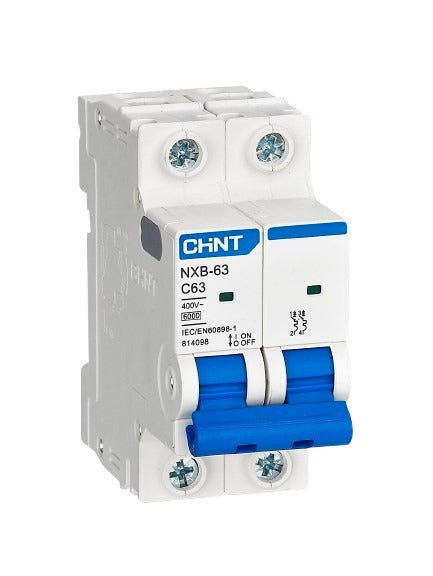 Chint NXB63-C 2 pole 6ka Miniature Circuit Breaker