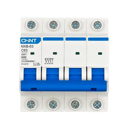 Chint NXB63-C 4 pole 6ka Miniature Circuit Breaker