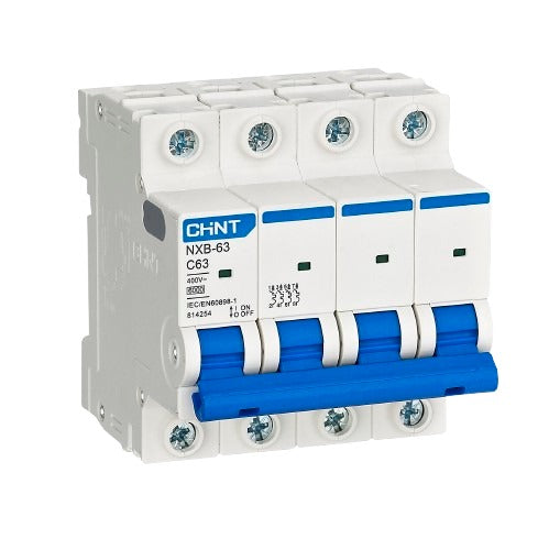 Chint NXB63-C 4 pole 6ka Miniature Circuit Breaker