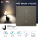 Clopal 2 Gang Smart Touch WIFI Switches with Mobile Control