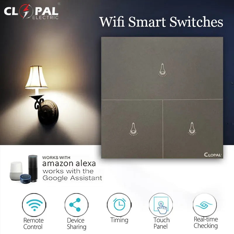 Clopal 3 Gang Smart Touch WIFI Switch Price in Pakistan