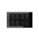 Clopal Black Series 6 switch + 2 socket Outlet
