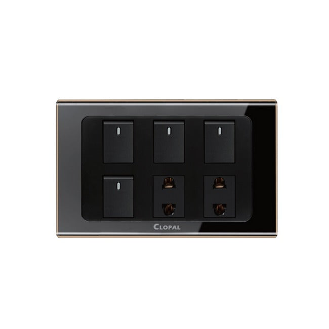Clopal Black Series 4 switch + 2 socket Outlet Price in Pakistan