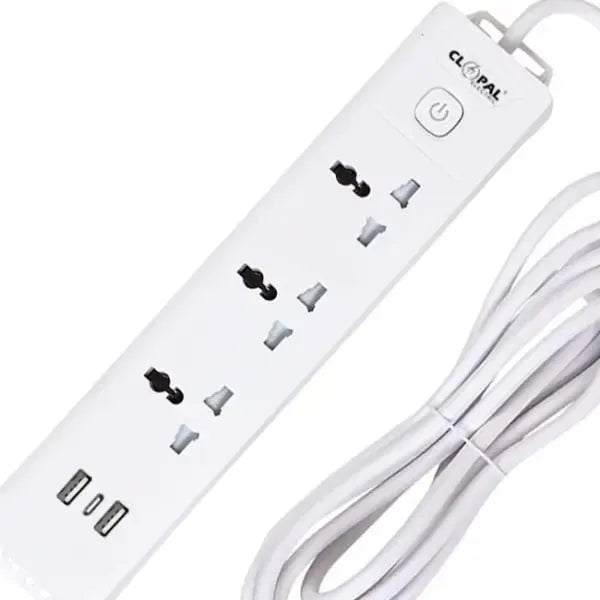 Clopal 3 Way with 2 USB + Type-C Extension Socket Price in Pakistan Main image