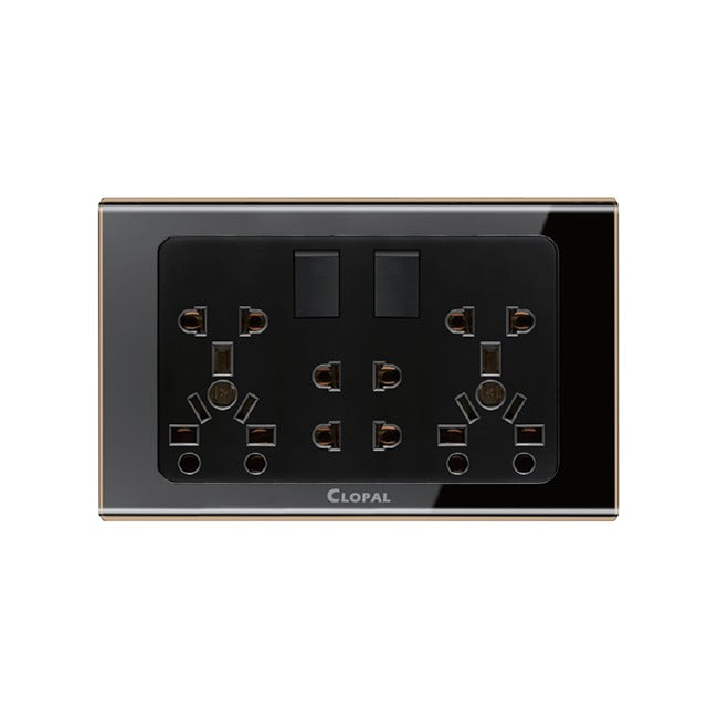 Clopal Black Series Double 6 in 1 Switch Socket Outlet Price in Pakistan