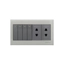 Clopal Elegant Grey Series 4 switch + 2 socket Outlet