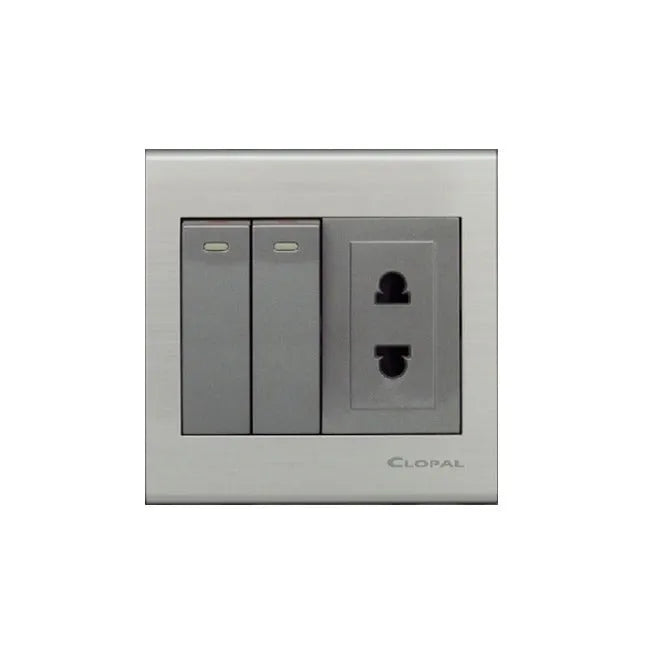 Clopal Elegant Grey Series 2 switch + 1 socket Outlet Price in Pakistan ...