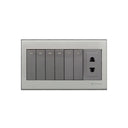Clopal Elegant Grey Series 6 switch + 1 socket Outlet