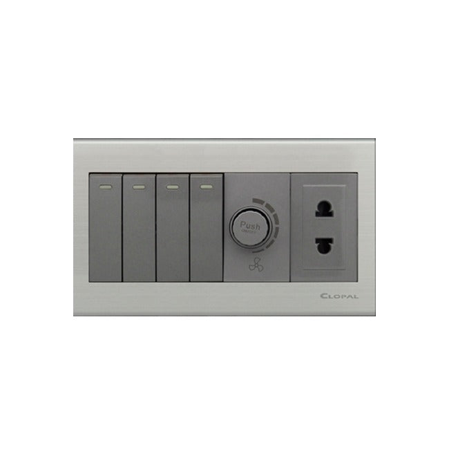 Clopal Elegant Grey Series 4 + 1 Dimmer + 1 Socket Price in Pakistan 