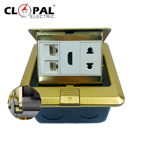 Clopal Golden HDMI + Telephone + Internet + 2 Pin Pop-Up Floor Socket Price in Pakistan