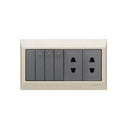 Clopal Golden Metallic Series 4 switch + 2 socket Outlet