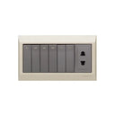 Clopal Golden Metallic Series 6 switch + 1 socket Outlet
