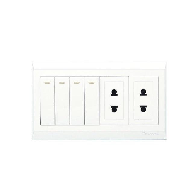 Clopal Ideas White Series 4 switch + 2 socket Outlet