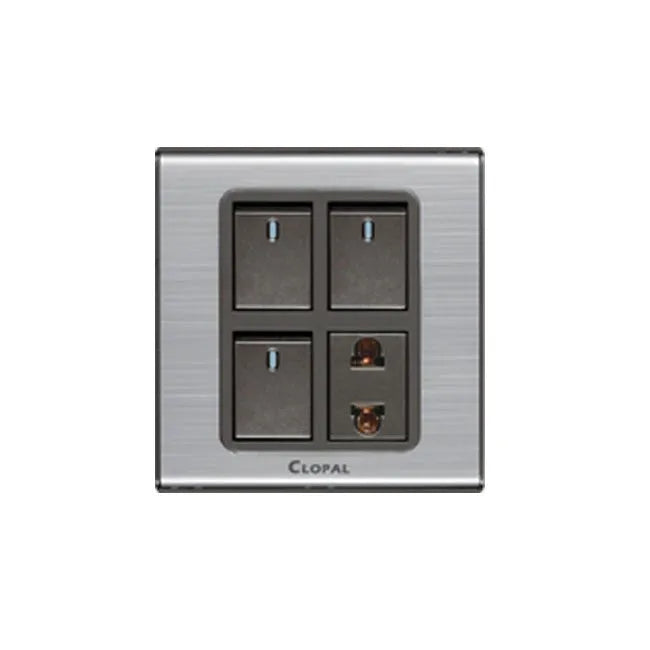 Clopal Black Series Double 6 in 1 Switch Socket Outlet Price in Pakistan Main image