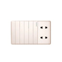 Clopal Pearl Bravo Series 6 switch + 2 socket Outlet