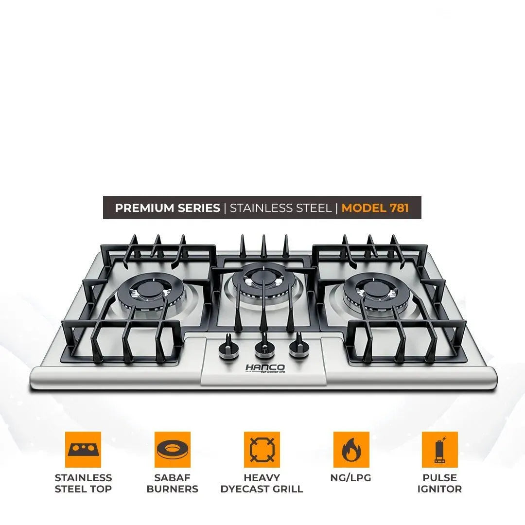 Hanco HH-T781SS 3-Burner Heavy Grill Gas Hob Secondary image