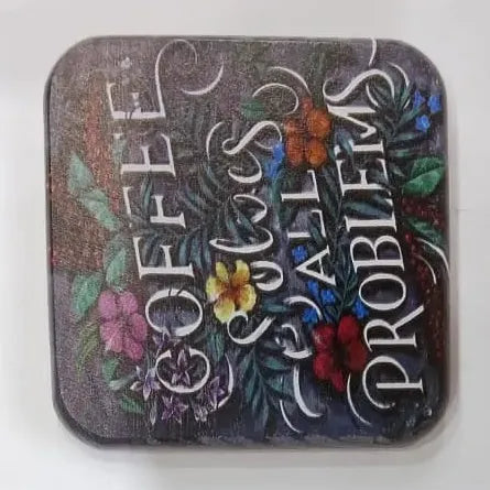 Coffee Quote & Scenic Truck Printed Wooden Tea Coaster