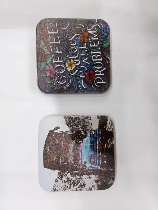 Coffee Quote & Scenic Truck Printed Wooden Tea Coaster Price In Pakistan