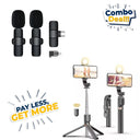 Combo Deal (4 in 1 Longest Selfie Stick + K9 Wireless Microphone)