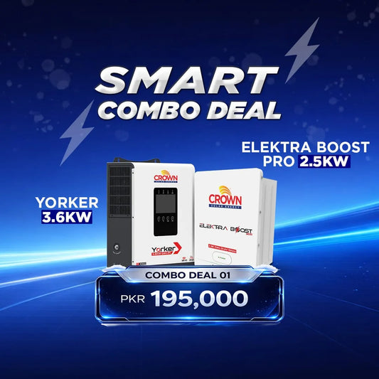 Crown Solar Energy Yorker 3.6kW Hybrid Inverter with Elektra Boost Pro 2.5kWh Lithium Battery System Price In Pakistan