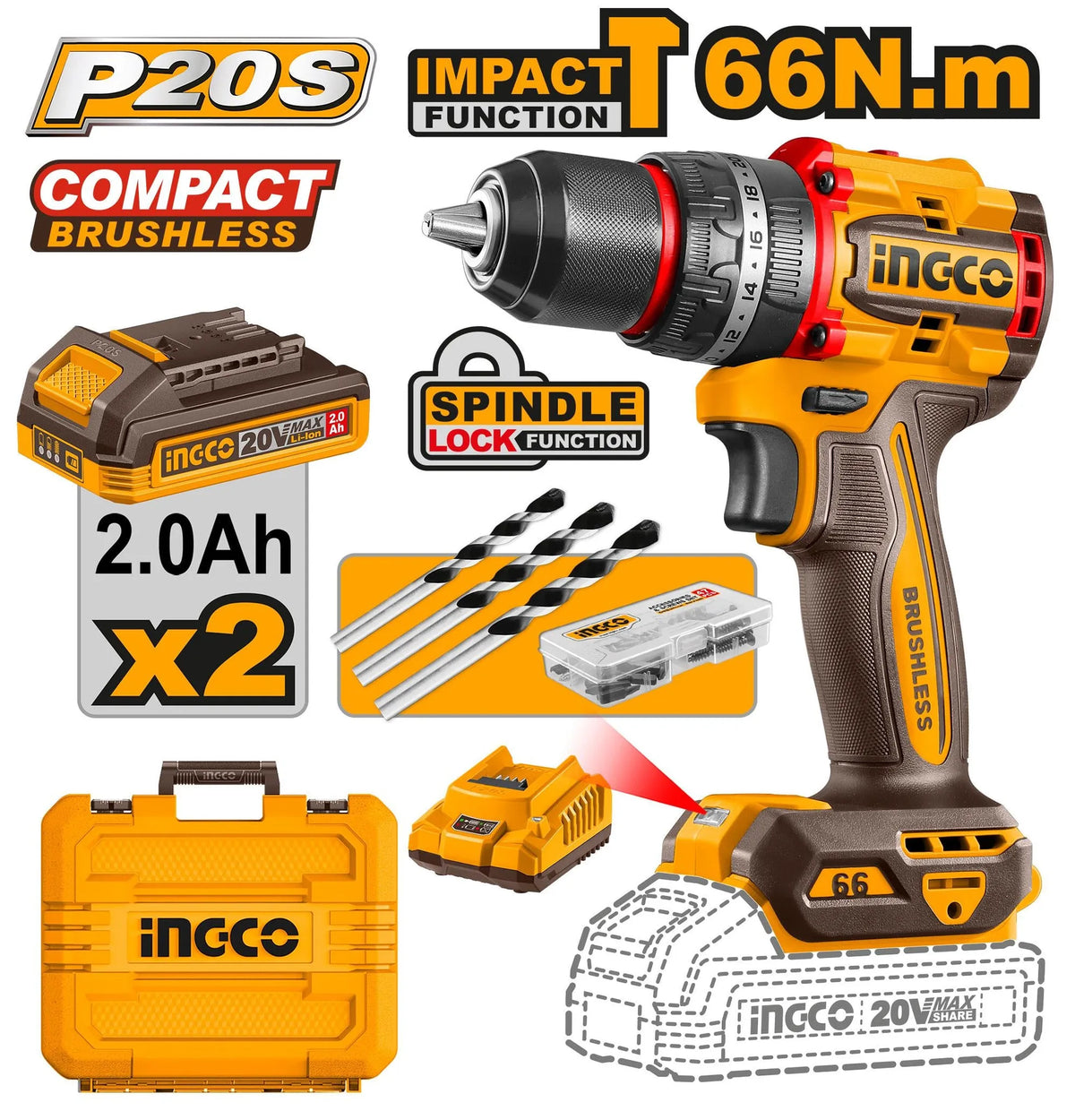 Compact Brushless Cordless Impact Drill Price In Pakistan Main image