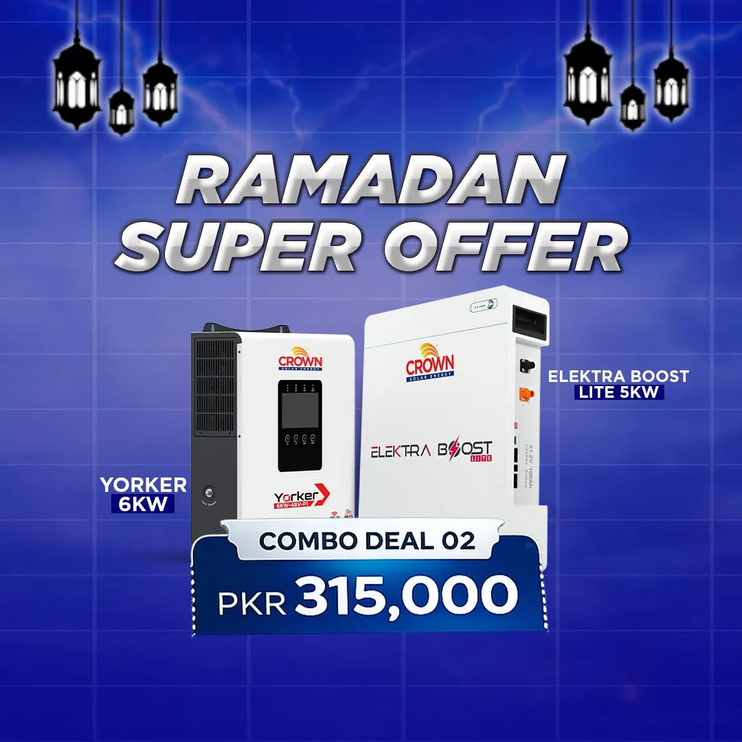 Crown 6kW Hybrid Inverter With Elektra Boost Lite 5kWh Lithium Battery Price in Pakistan