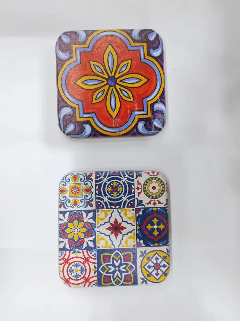 Decorative Patterned Wooden Tea Coaster – Multicolor Artistic Tile Design Price In Pakistan