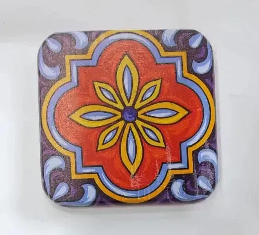 Decorative Patterned Wooden Tea Coaster – Multicolor Design Price In Pakistan