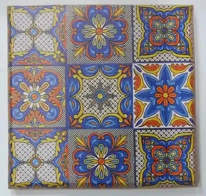 Decorative Printed Wooden Tea Coaster Colorful Tile & Artistic Design