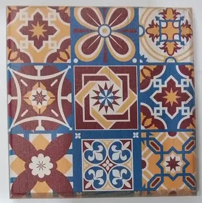 Decorative Printed Wooden Tea Coaster – Colorful Tile Pattern Coaster
