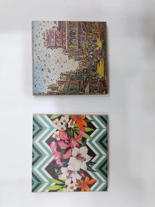 Decorative Wooden Tray – Artistic Cityscape & Floral Pattern Design Price In Pakistan