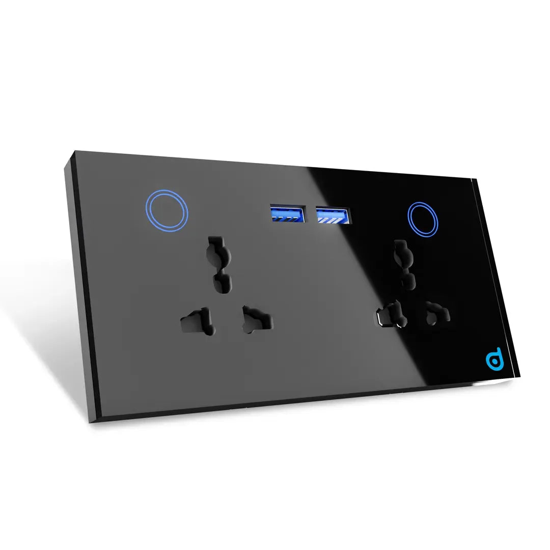 BlueDot International Duplex Switch Socket Black Price in Pakistan Main image