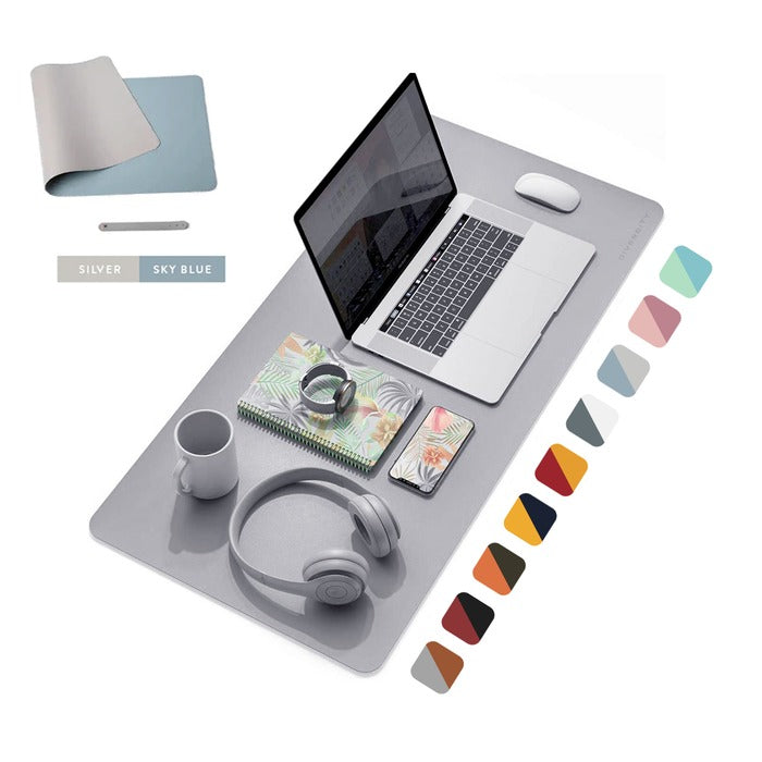 Double Sided Leather Desk Mat Silver & Sky Blue Price in Pakistan