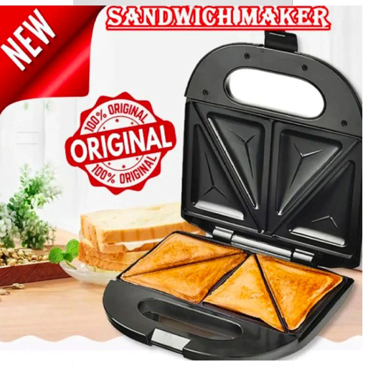 Factory Store Double Sided Heating Pocket Sandwich Maker Secondary image
