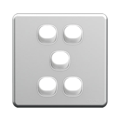 Enigma 5 Gang 2 Way Flush Switch Silver Shimmer Price in Pakistan 