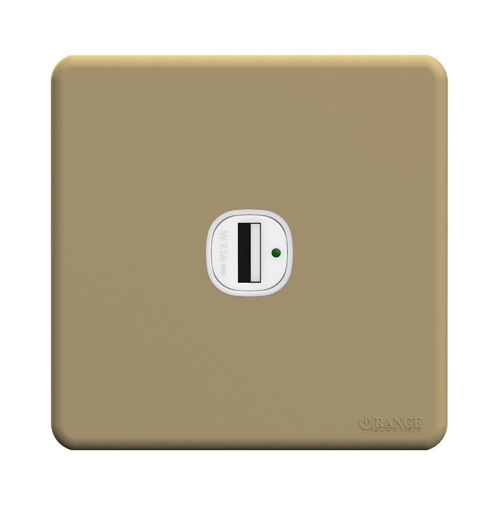 Enigma 1 gang Type-A Usb Charger Outlet gold shimmer Color Price in Pakistan