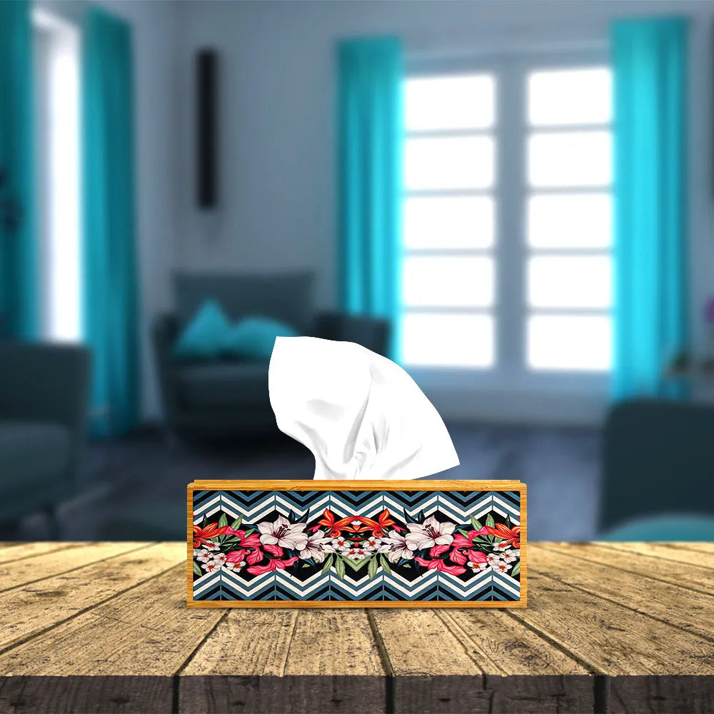 Wooden Floral Print Tissue Box Price in Pakistan Main image