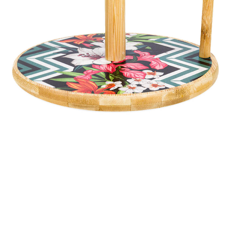 Floral Wooden Tissue Roll Holder Stand