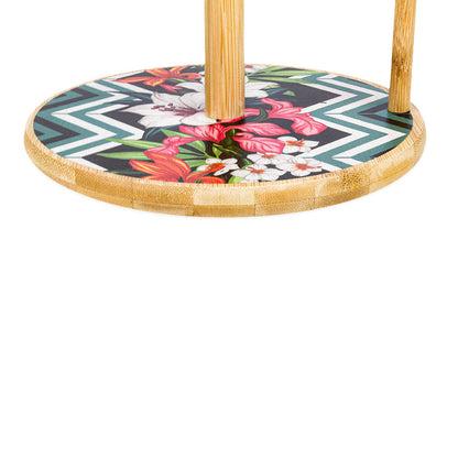 Floral Wooden Tissue Roll Holder Stand