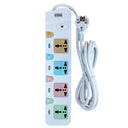 Clopal 4 Ways Extension Colored Socket with Fuse Protection