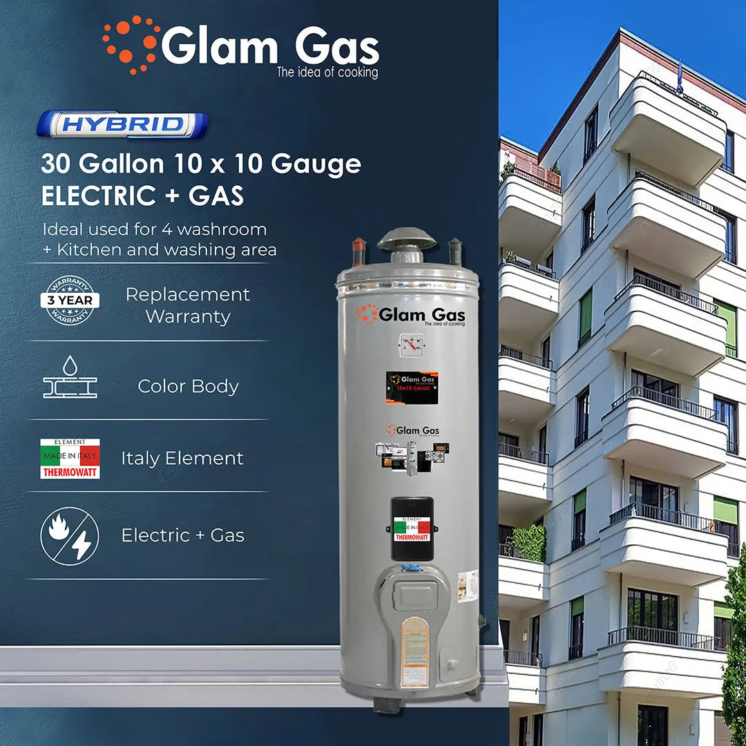Glam Gas Water Heater 30 Gallon Electric + Gas (10 X 10 Gauge) Secondary image