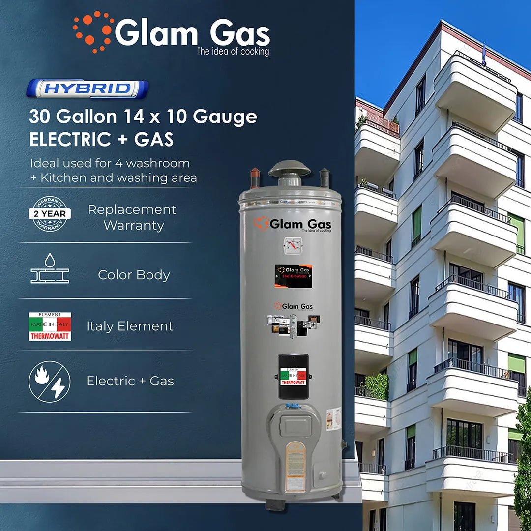 Glam Gas Water Heater 30 Gallon Electric + Gas (14 X 10 Gauge) Secondary image