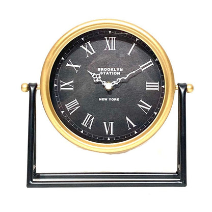 Black & Gold Metal Table Clock Price in Pakistan